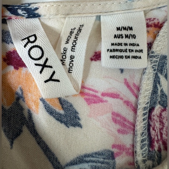 ROXY Tropical Floral Shimmy Shake Mini Dress Short Sleeve Women’s M - Picture 4 of 10